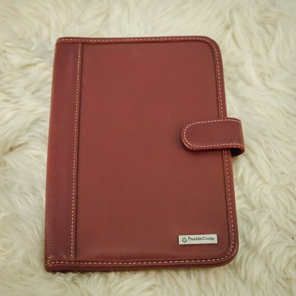 Franklin Covey Red Leather Easy Plan Bifold Magnetic Snap Day Week Planner - Picture 1 of 7